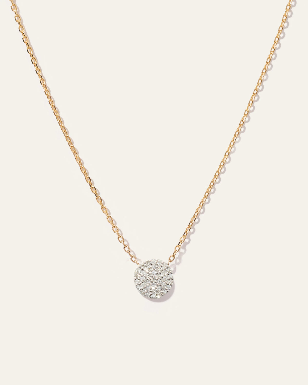 14K Gold Diamond Pave Disc Necklace - One Size / Yellow Gold