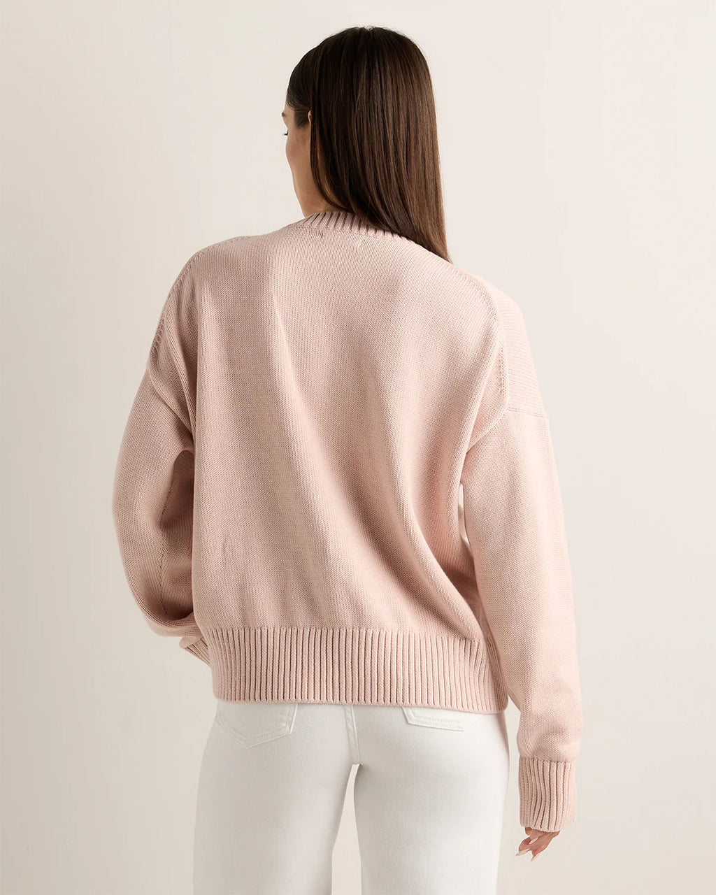 100% Organic Cotton Boyfriend Crew Sweater - XS / Speckled Beige