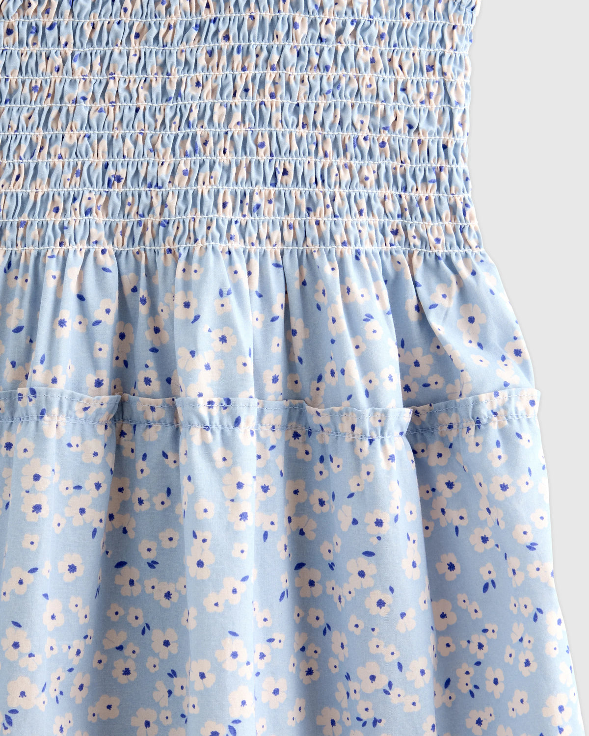 100% Organic Cotton Poplin Smocked Dress - 2T / Floral Sprigs