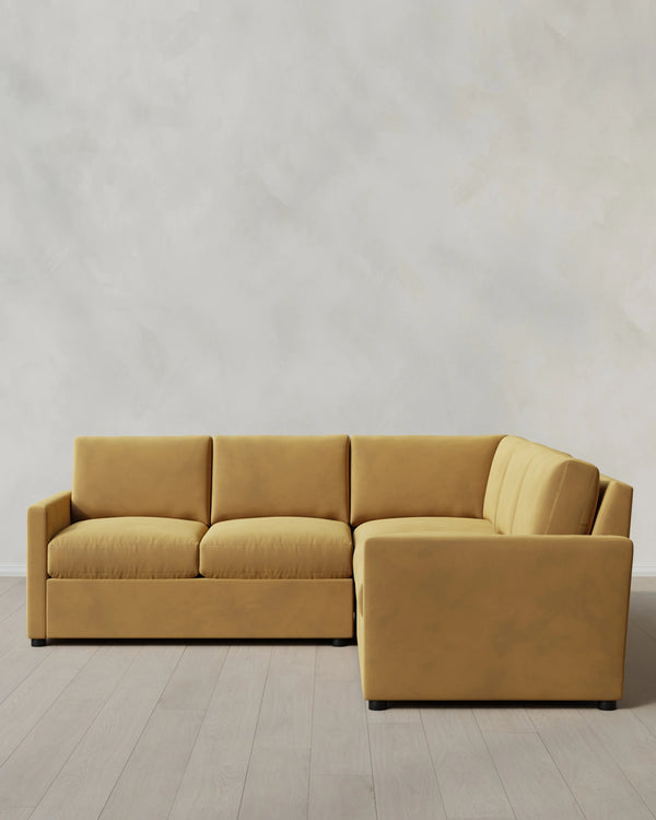 Brennan L Sectional in Performance Velvet - 99x99 / Taupe