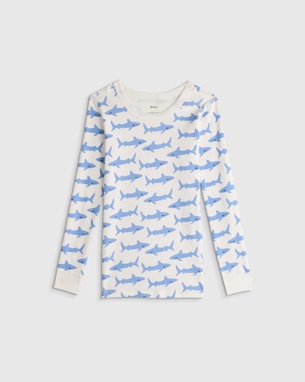 100% Organic Cotton Long Sleeve and Pant Pajama Set - 6 / Navy Stripe