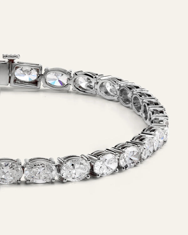 14K Gold Lab Grown Diamond East-West Oval Tennis Bracelet - 10ctw - 6.5" / Yellow Gold