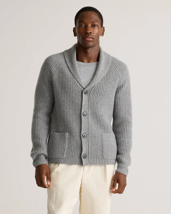 Mongolian Cashmere Shawl Collar Cardigan - S / Black