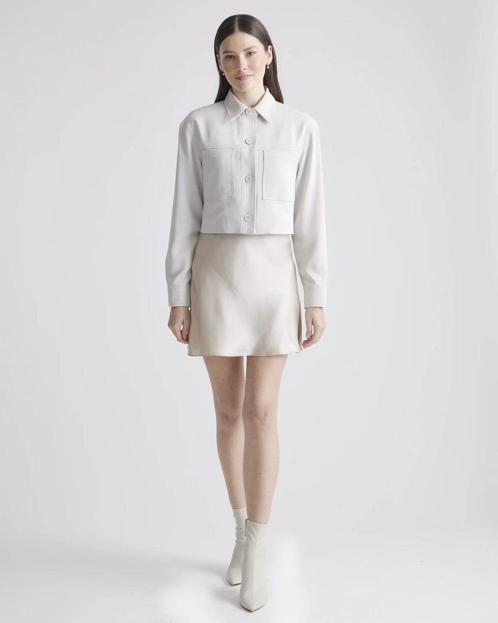 Stretch Crepe Cropped Jacket - XS / Morel