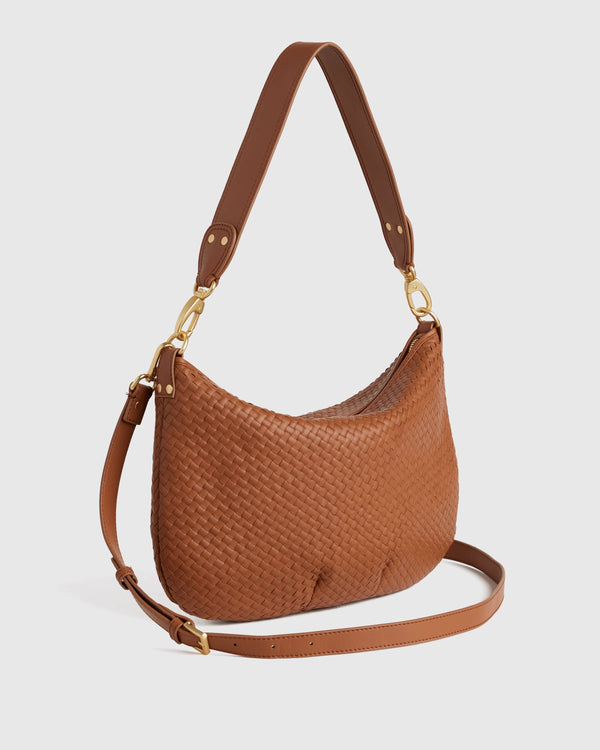 Sloane Handwoven Shoulder Bag - One Size / Cognac