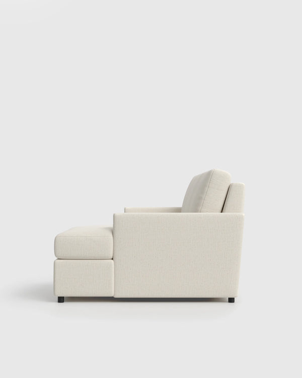 Brennan Performance Chenille Linen Blend Chaise Sectional - Right Arm / Snow