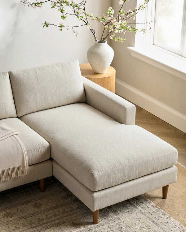 Atlas Midcentury Chaise Sectional in Performance Chenille Linen Blend - 106" Right Arm / Sorrell