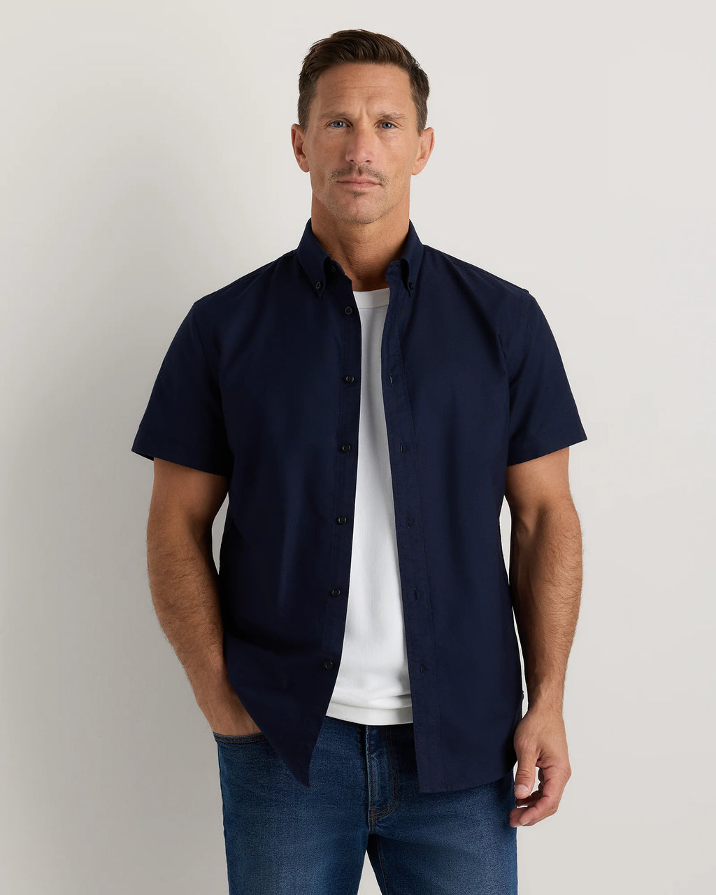 100% Organic Cotton Short Sleeve Oxford Shirt - S / Dark Coal