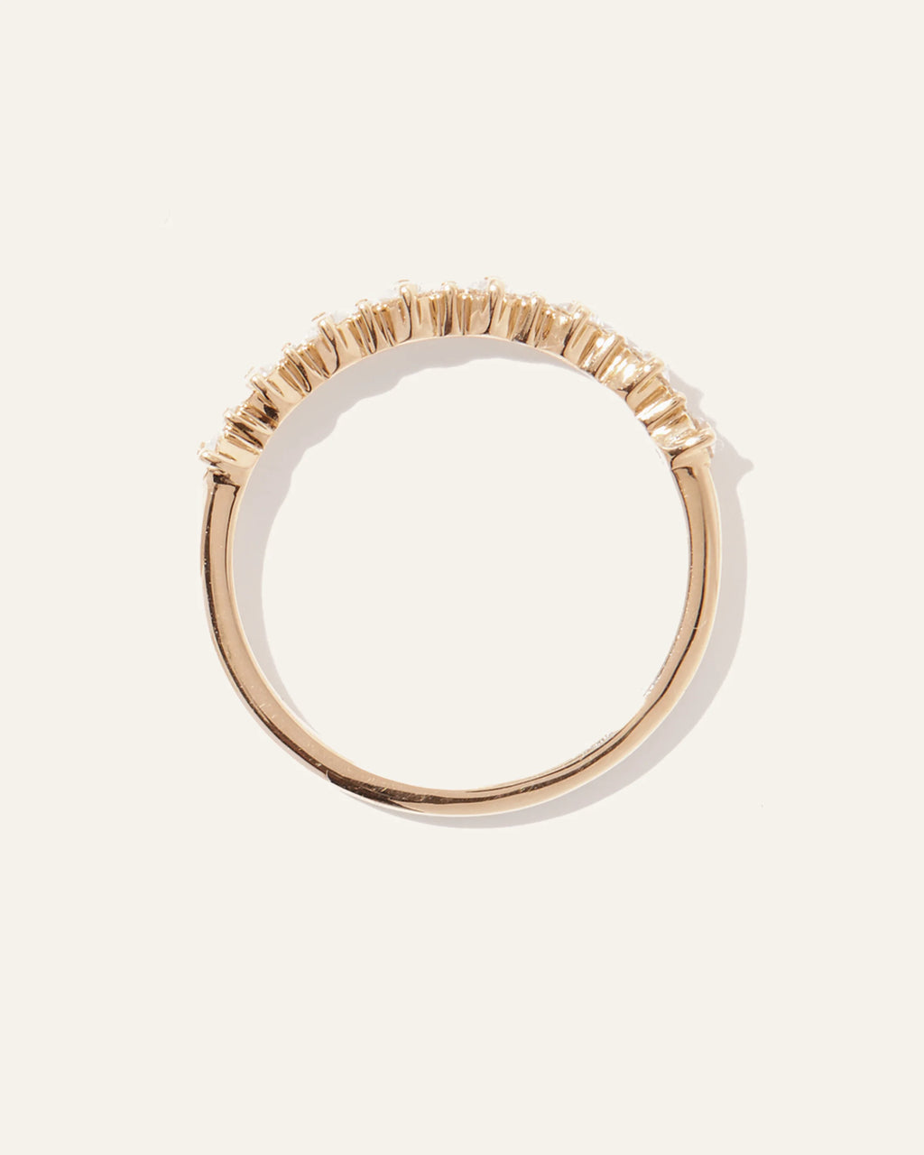 14K Gold Lab Grown Diamond Alternating Round Band - 4 / Yellow Gold