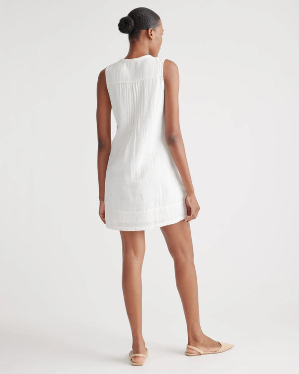 100% Organic Cotton Gauze Sleeveless Swing Dress - XS / Amaranth Pink