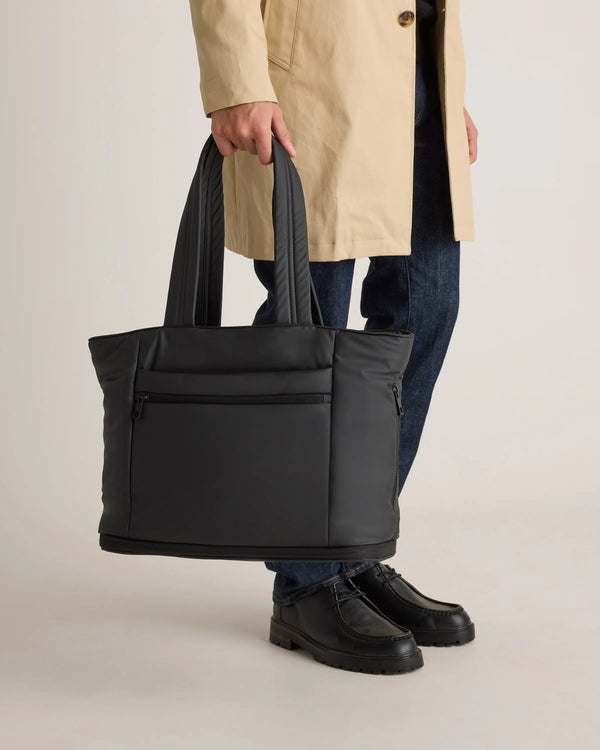 Water Repellent Puff Expandable Tote - One Size / Black