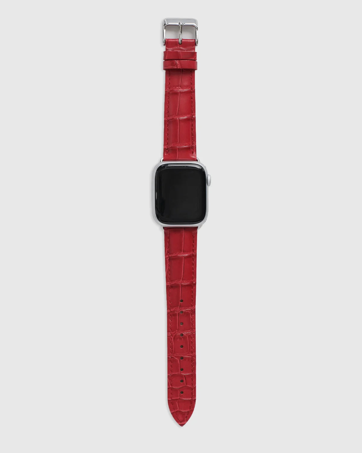 Croc-Embossed Leather Apple Watch Band - 38mm - 42mm / Red Secondary image