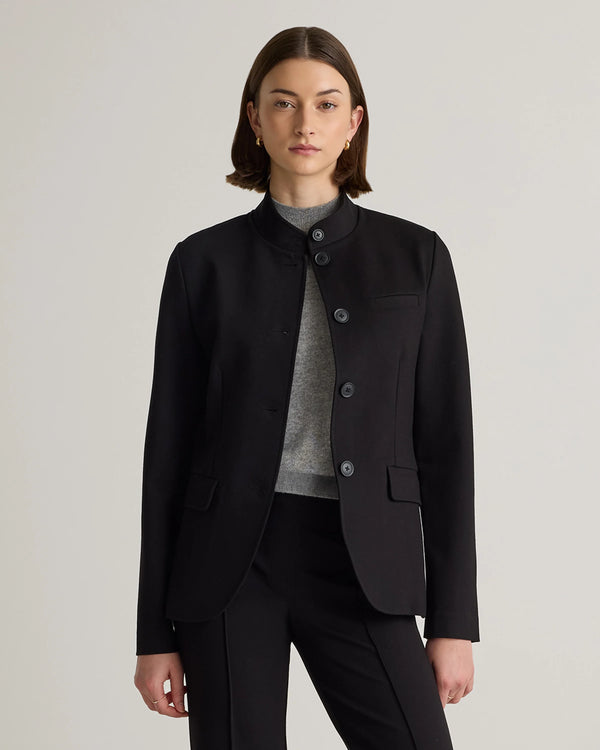 Ultra-Stretch Ponte Stand Collar Blazer - XS / Navy