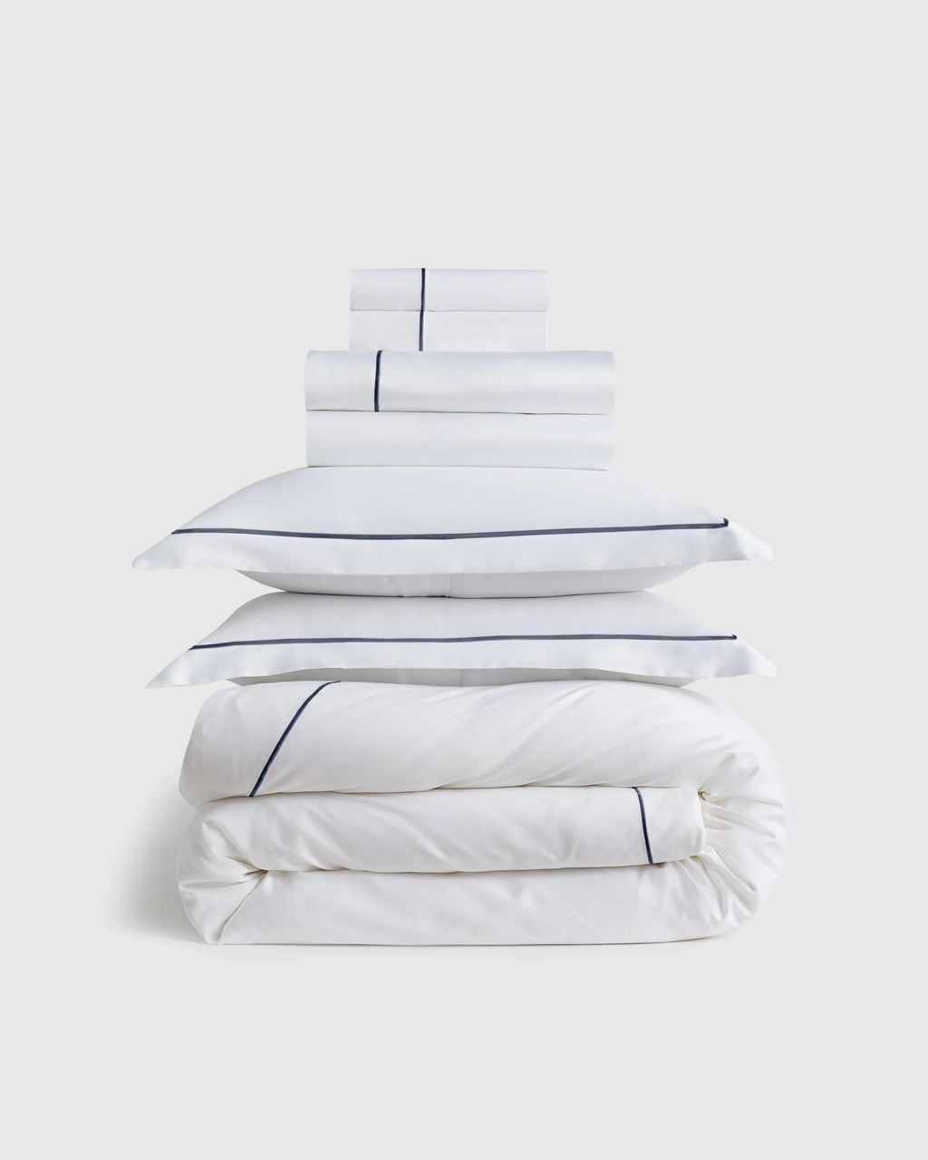 Signature Giza Cotton Sateen Embroidered Deluxe Bedding Bundle - Twin / White/Mineral