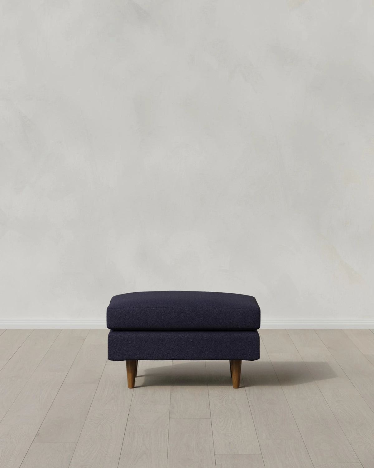 Atlas Midcentury Ottoman in Performance Basketweave - 31.5" / Navy Main image