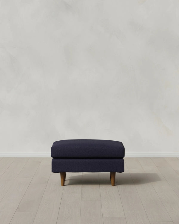 Atlas Midcentury Ottoman in Performance Basketweave - 31.5" / Navy