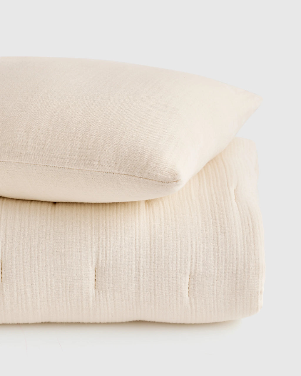Organic Cotton Gauze Toddler Quilt & Sham Set - One Size / White