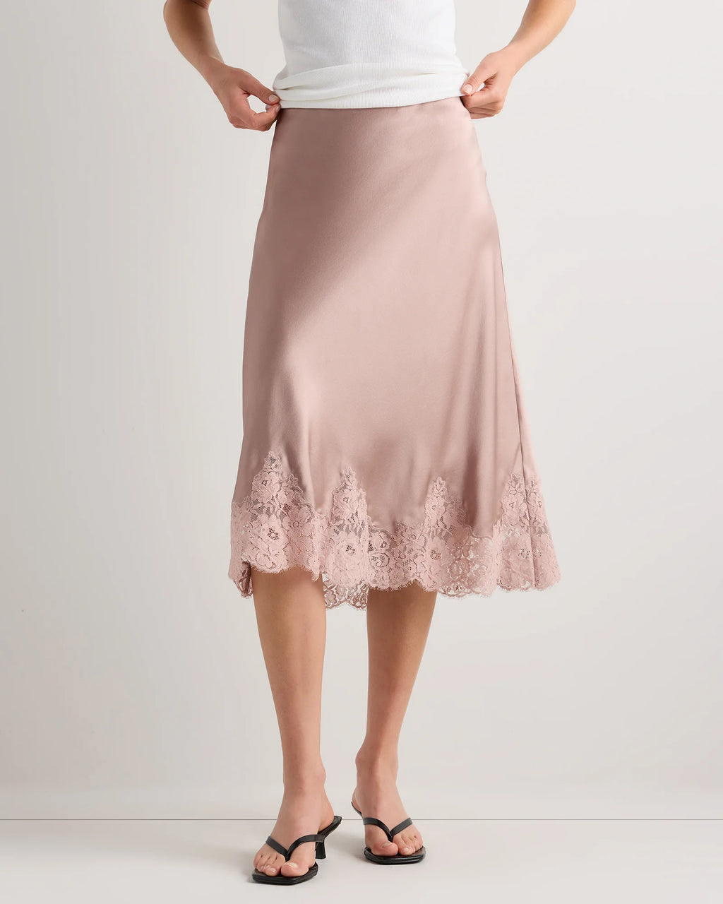100% Washable Silk Lace Skirt - XS / Vintage Pink