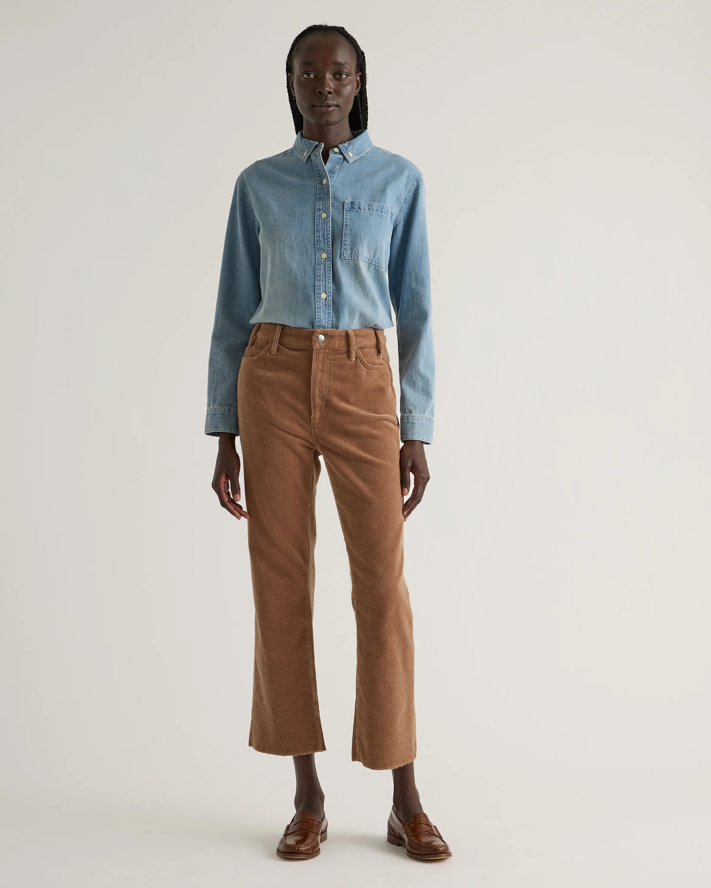 Organic Stretch Corduroy Kick Flare Pants - 0 / Warm Brown Secondary image