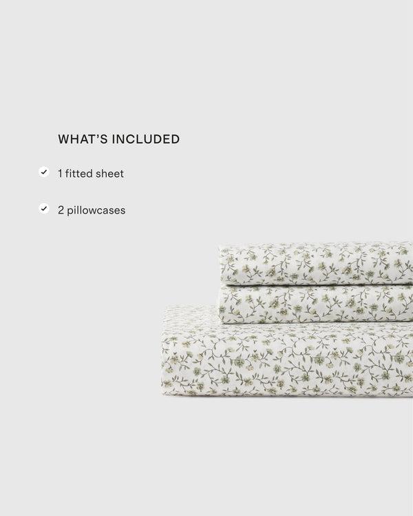 Organic Crisp Percale Floral Fitted Sheet Set - Twin / Toffee Florette