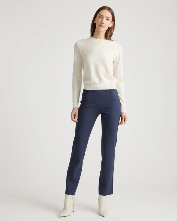 Ultra-Stretch Ponte Straight Leg 4-Pocket Pants - XS / Black
