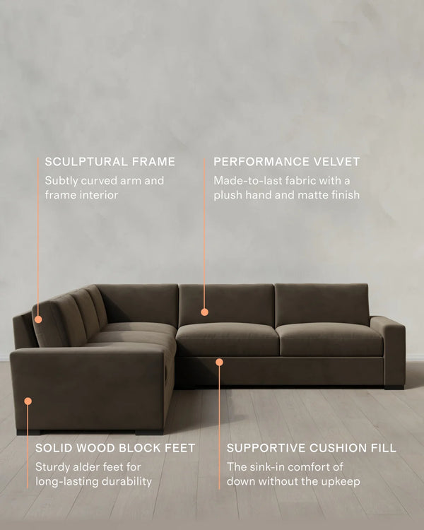 Stillman L Sectional in Performance Velvet - 116x116 / Java