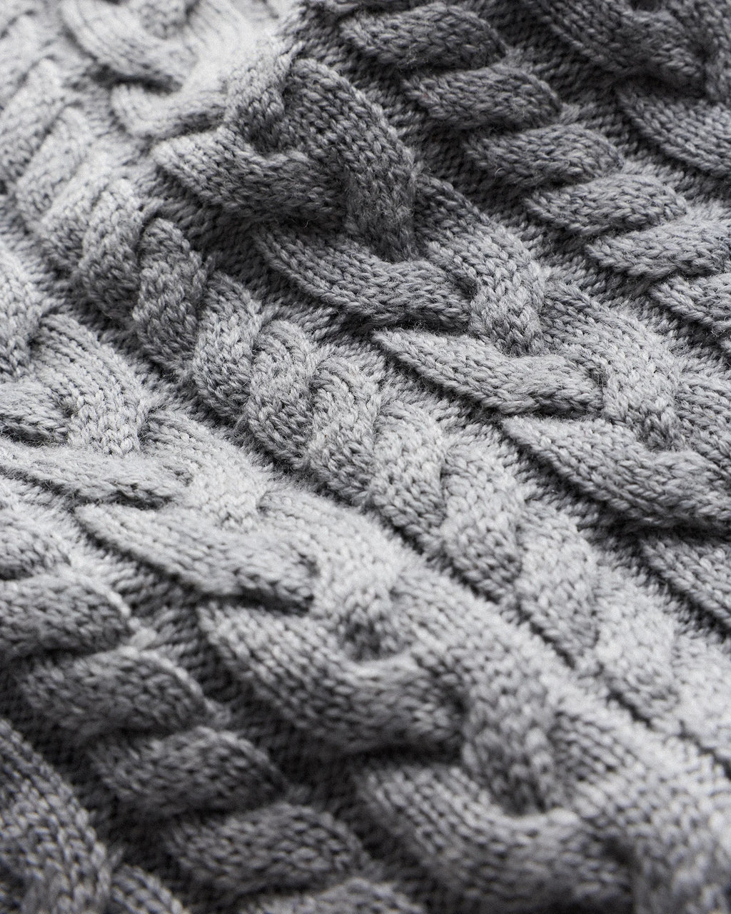 Australian Merino Wool Cable Crewneck Sweater - S / Heather Grey