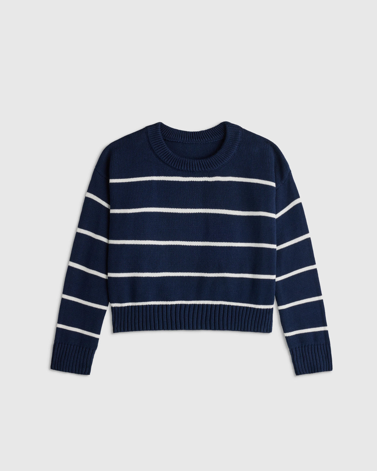 100% Organic Cotton Crewneck Sweater - 2T / Navy/White Main image