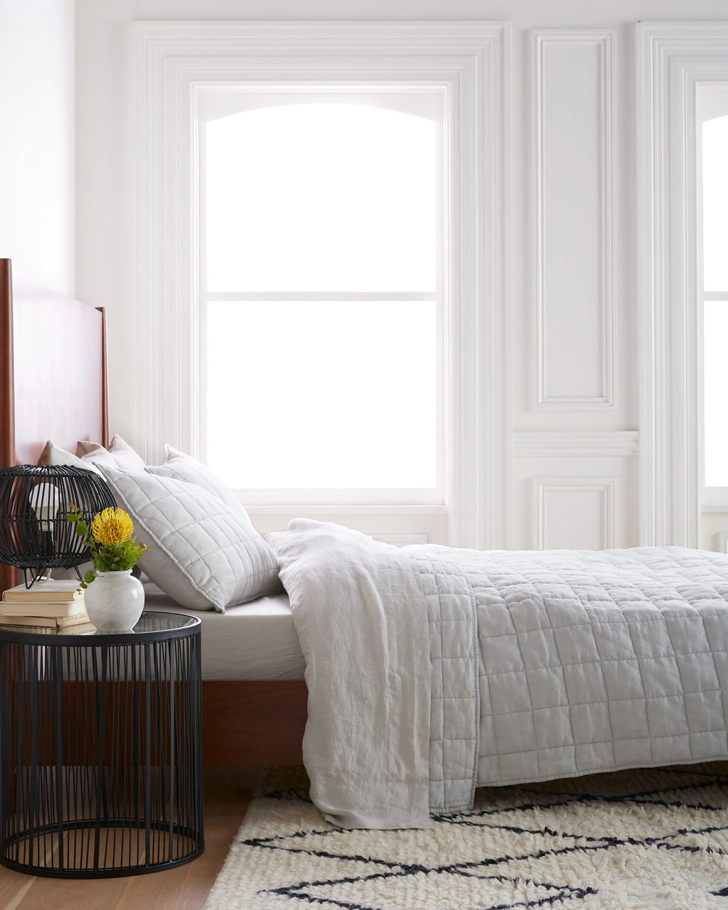 European Linen Box Quilt Set - Twin / Dusty Olive