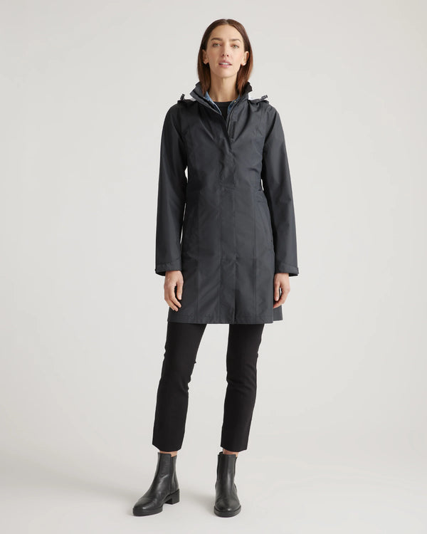 Weather Proof Long Rain Shell Jacket - XS / Ink Blue