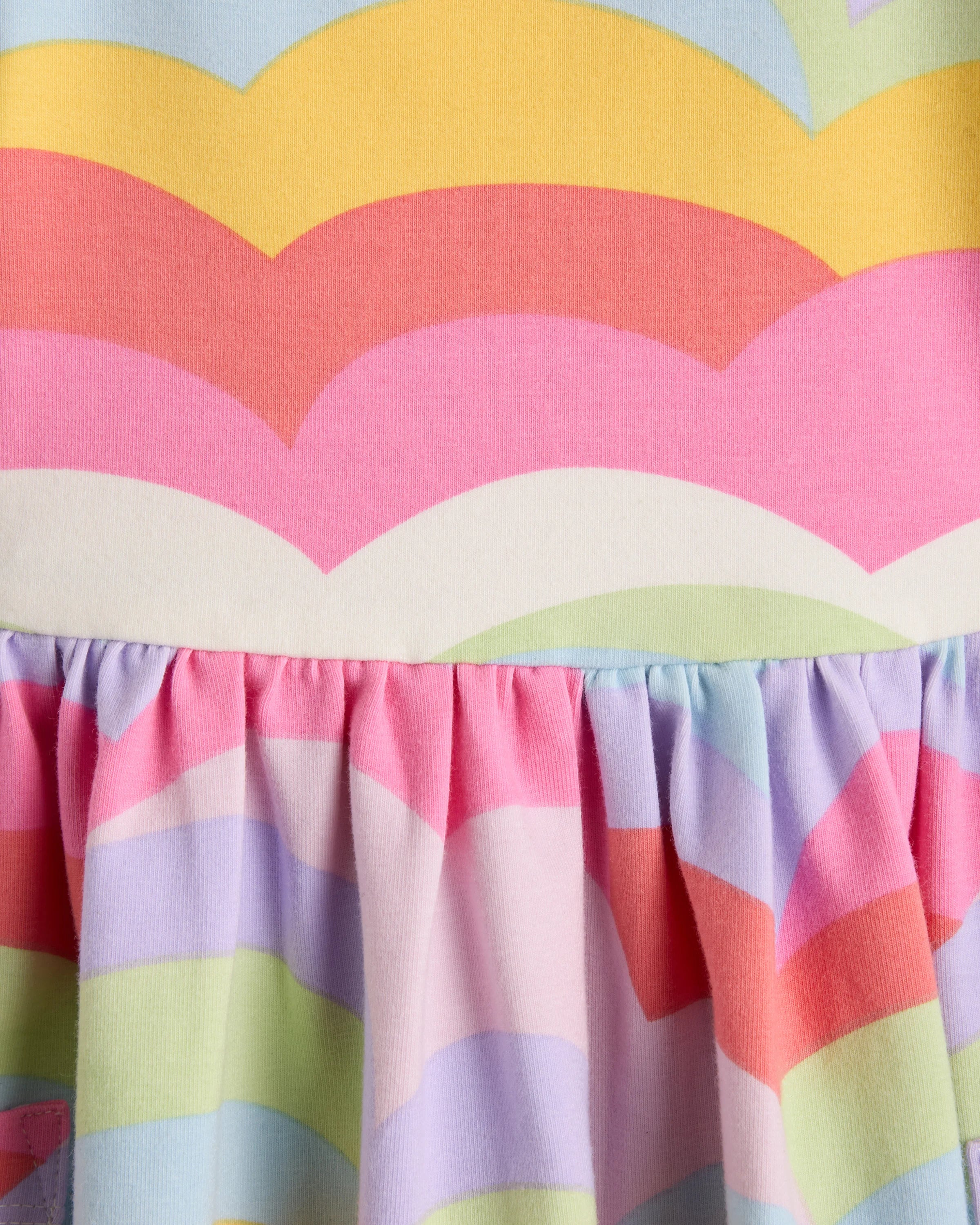 Organic Cotton Fit and Flare Pocket Dress - 12-18M / Cloud Rainbow Stripe Secondary image