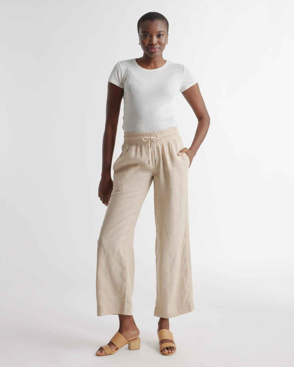 100% European Linen Wide Leg Pants - XS / Bayberry Olive