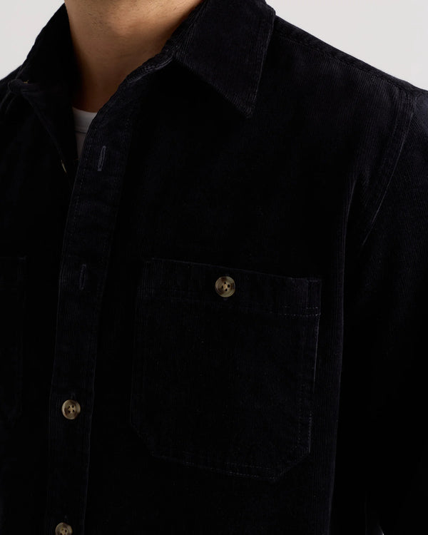 Organic Stretch Corduroy Utility Shirt - S / Dark Khaki