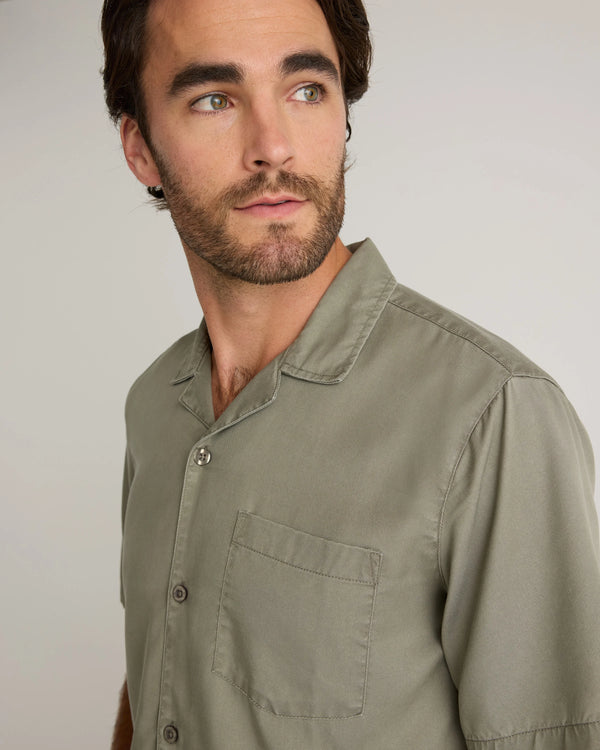 Vintage Wash Tencel Camp Shirt - S / Olive