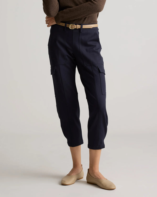 Ultra-Stretch Ponte Tapered Cargo Pants - XS / Black
