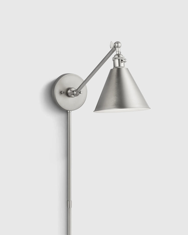 Articulating Single Arm Steel Wall Sconce - One Size / Silver