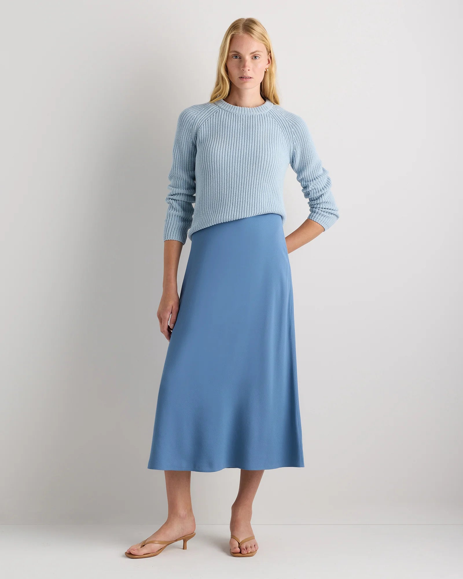Lightweight Crepe Slip Skirt - XS / Moonstone Blue Secondary image
