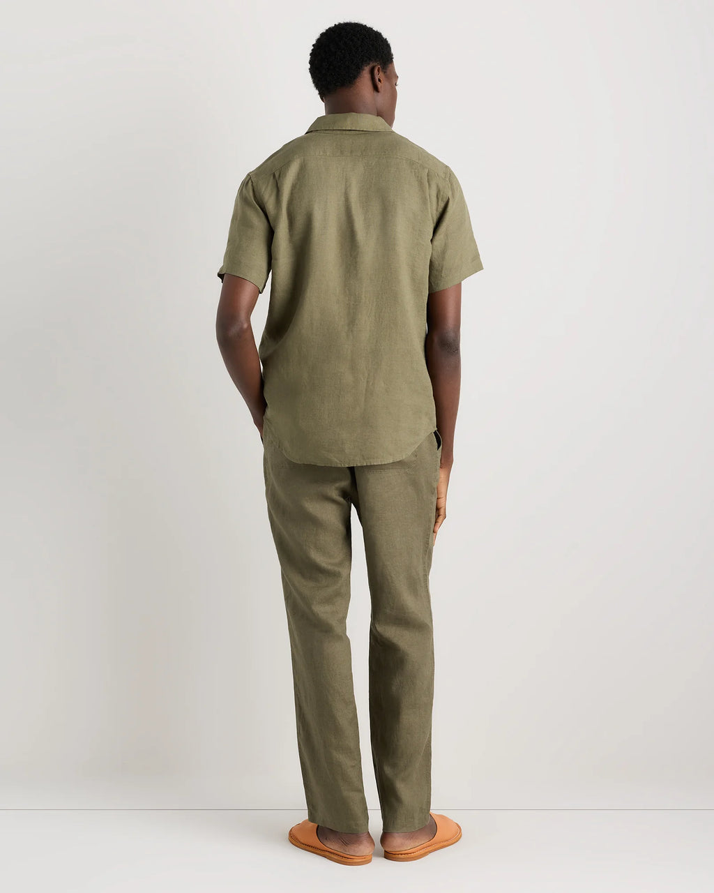 100% European Linen Drawstring Beach Pants - XS / Taupe Brown Chambray