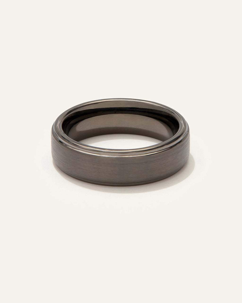 Tungsten Carbide Brushed Step Edge Band - 6 / White