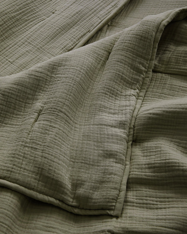 Organic Cotton Gauze Dream Quilt - Twin / Dried Sage