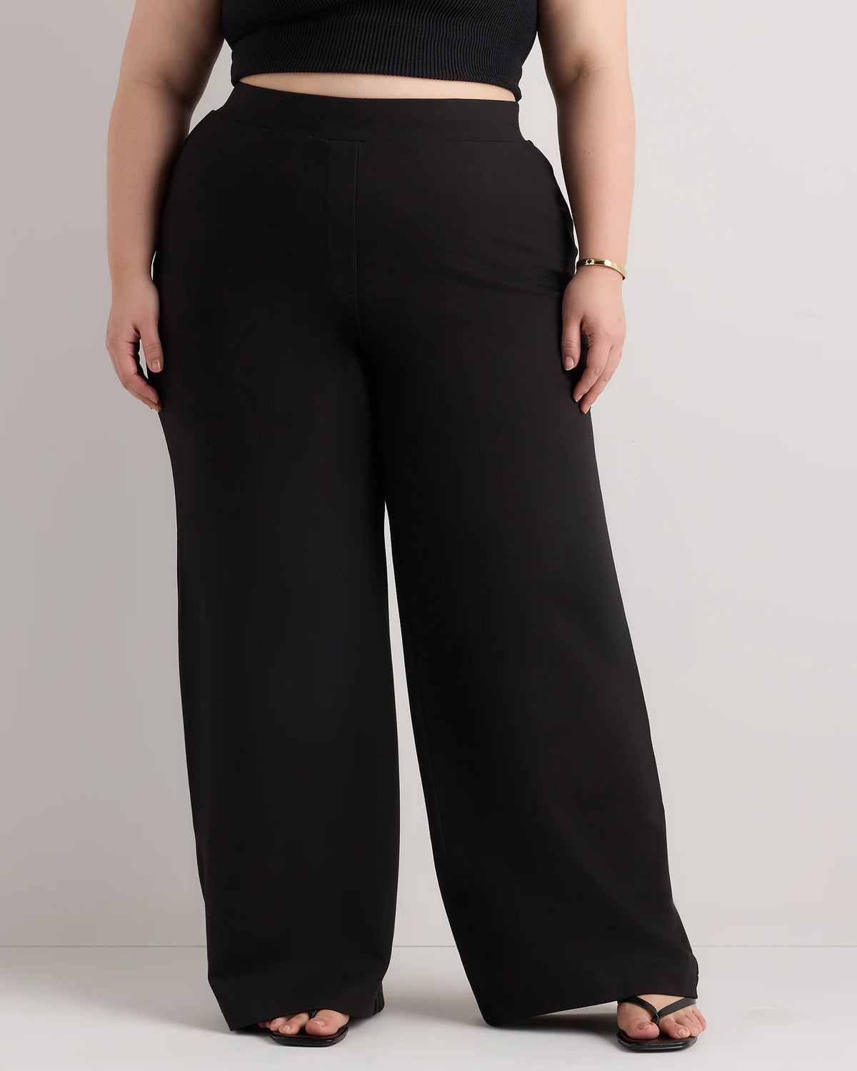 Ultra-Stretch Ponte Wide Leg Pants - 1X / Black Main image
