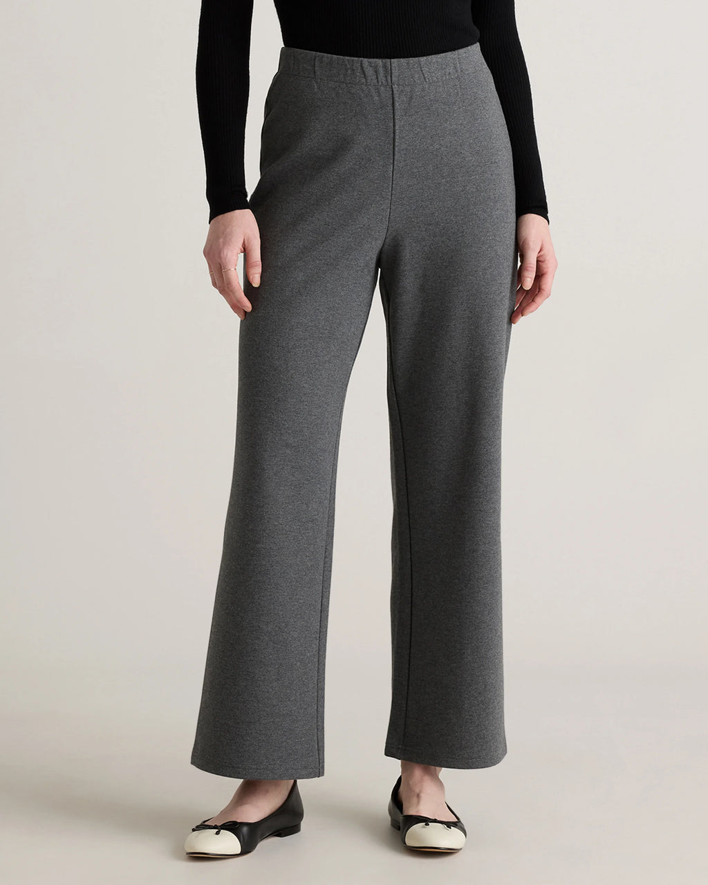 Organic Cotton Double Knit Wide Leg Pants - XS / Bold Black
