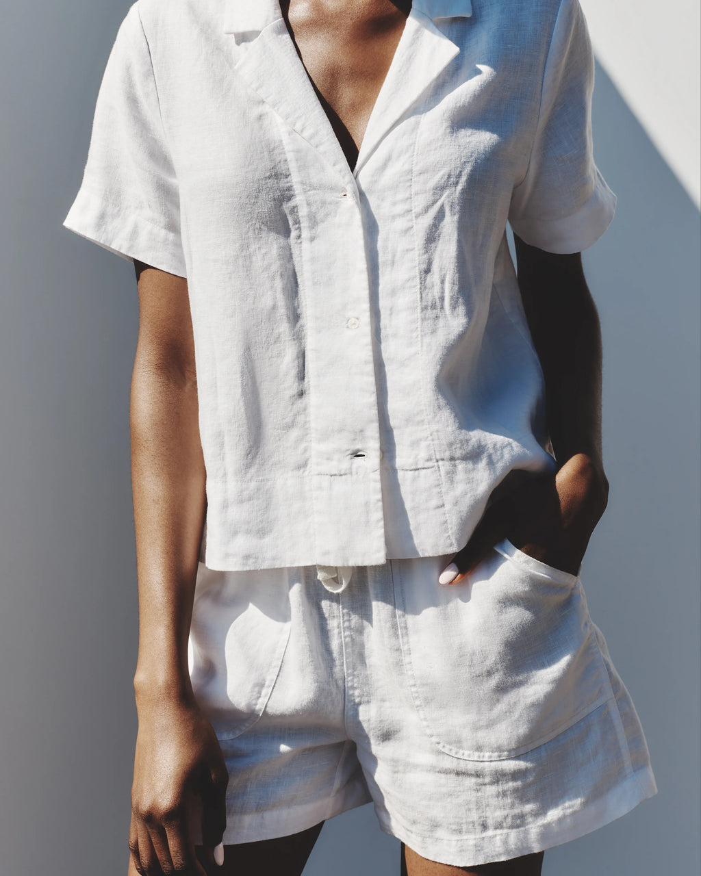 100% European Linen Short Sleeve Shirt - XS / Moonstone Blue