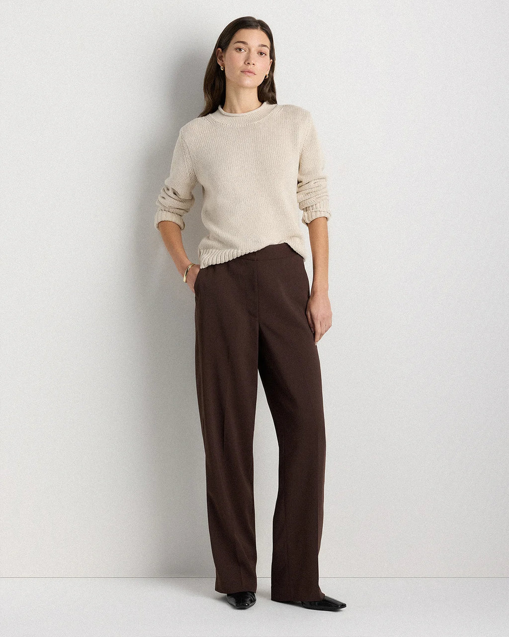 100% Organic Cotton Roll Neck Sweater - XS / Cornflower Mini Stripe
