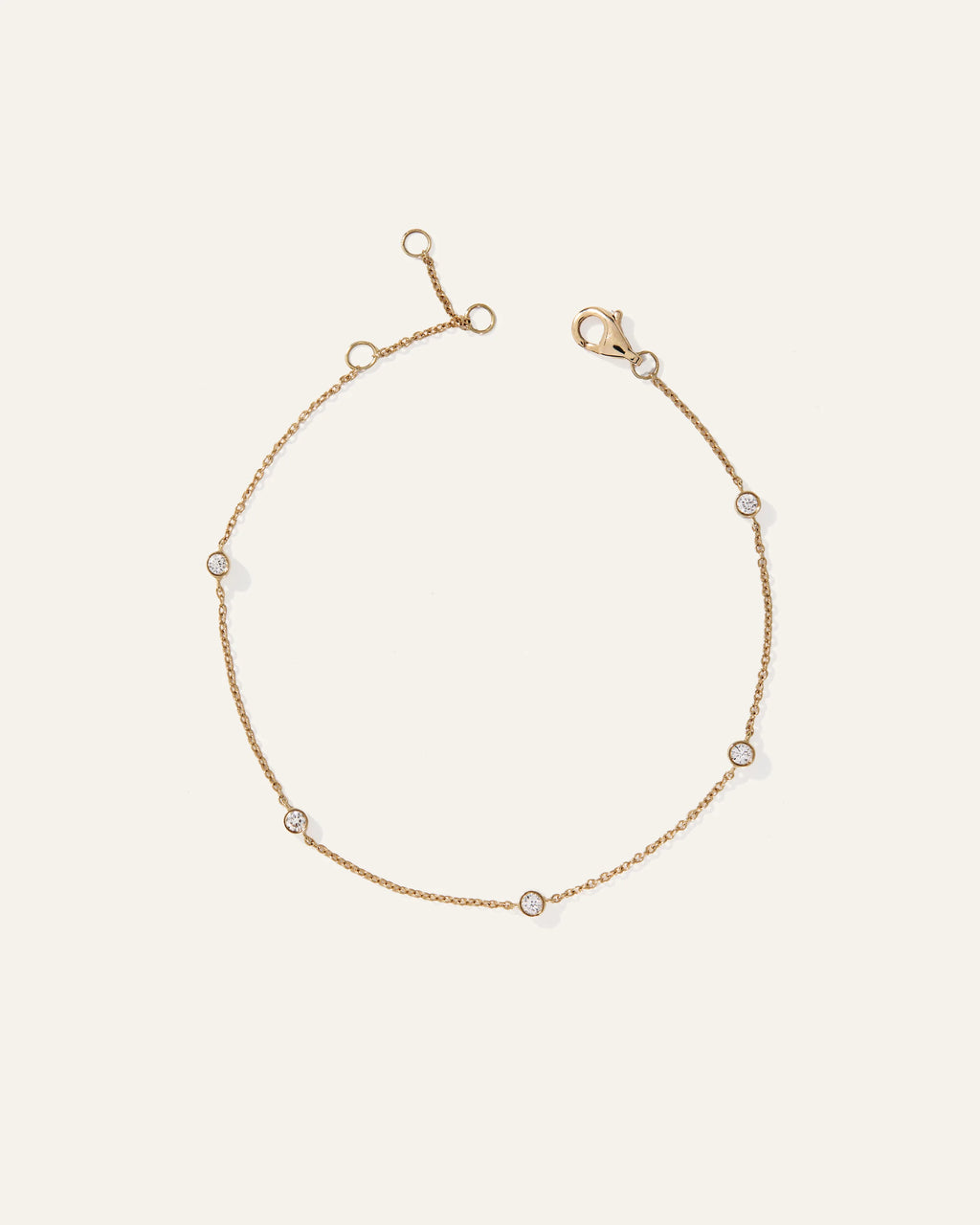 14K Gold Diamond Bezel Station Bracelet - One Size / White Gold