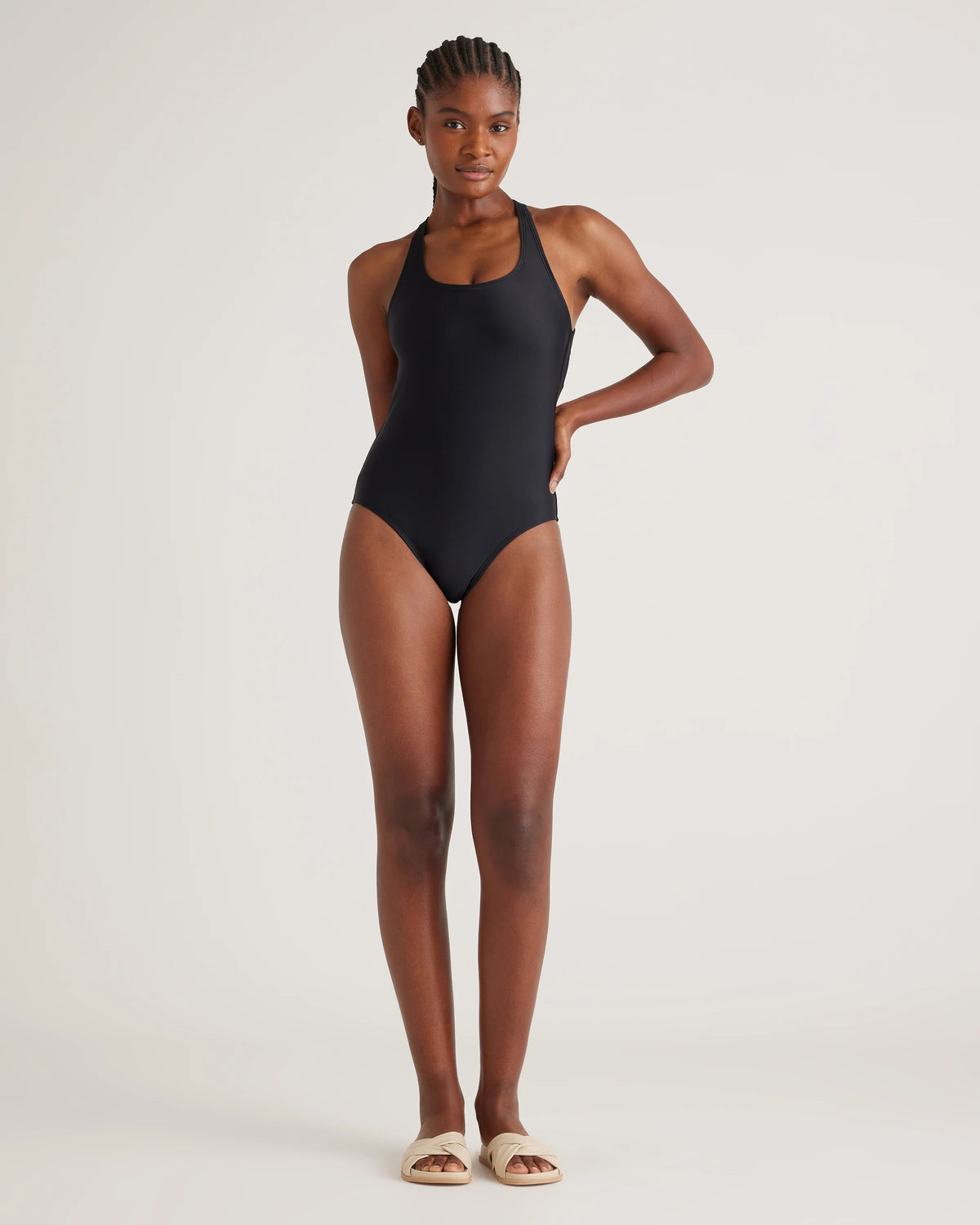 Italian Cross-Back One-Piece Swimsuit - XS / Black Main image