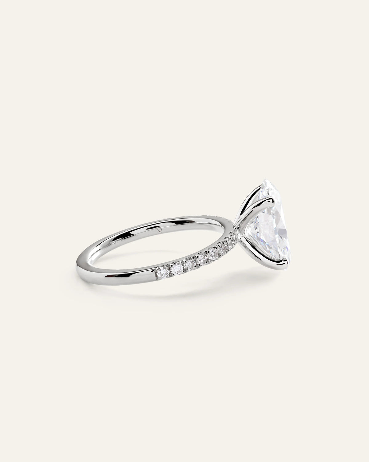 Lab Grown Diamond Oval Petite Pave Engagement Ring - 3ct - 4 / Yellow Gold