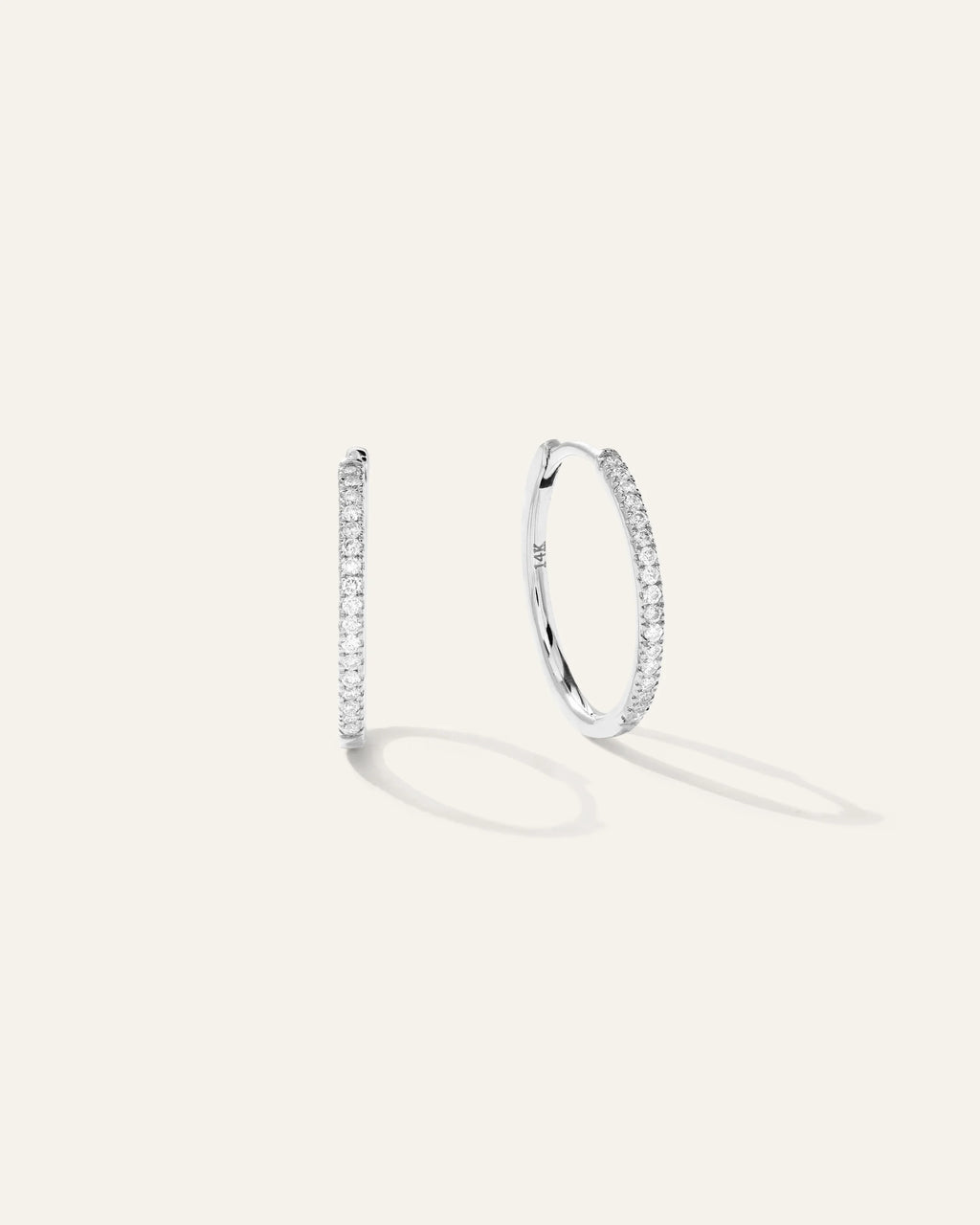 14K Gold Diamond Pave Hoops - One Size / Yellow Gold