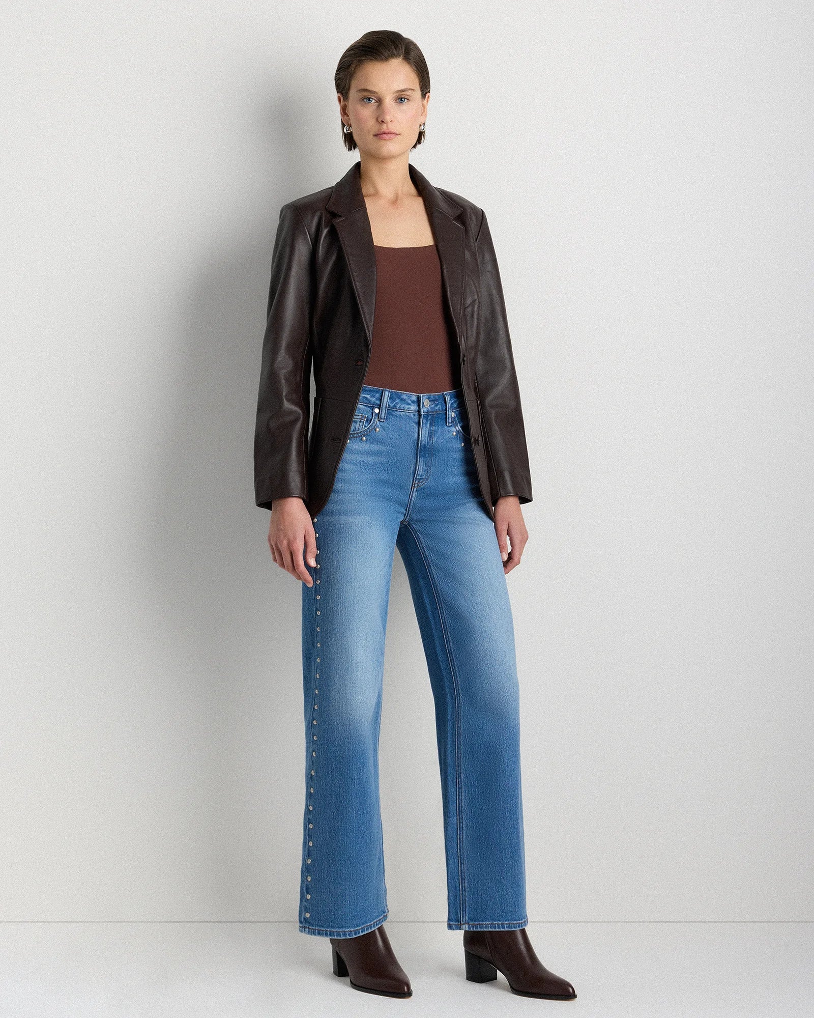 Bella Stretch Studded Relaxed Straight Jeans - 24 / Atlantic Blue Secondary image