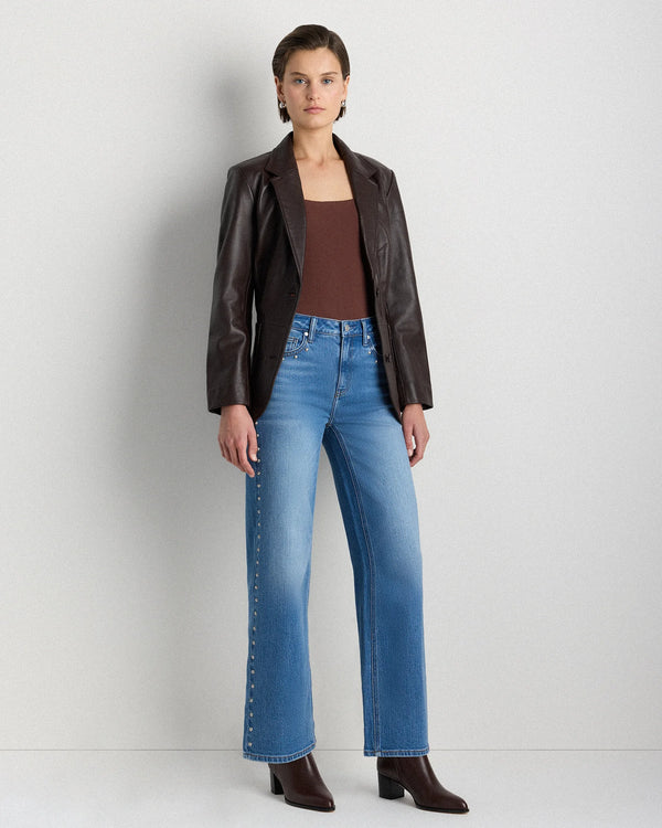 Bella Stretch Studded Relaxed Straight Jeans - 24 / Atlantic Blue